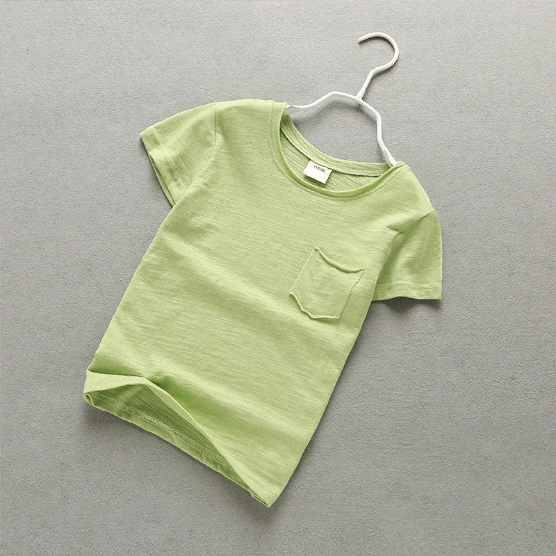100% cotton solid color shirts for baby girls boutique short sleeve kids t shirts wholesale