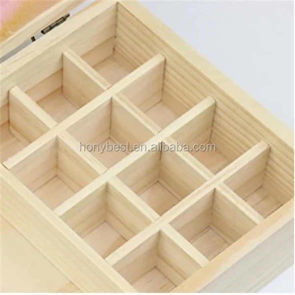 25 Grids Wooden Essential Oil Box with Removable Dividers Perfume Oil Roller Bottles Amber Bottles Display & Storage Containers