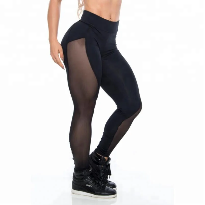 Wholesale Solid Color Transparent High Waist Tights Sexy Women Yoga Fitness Pants