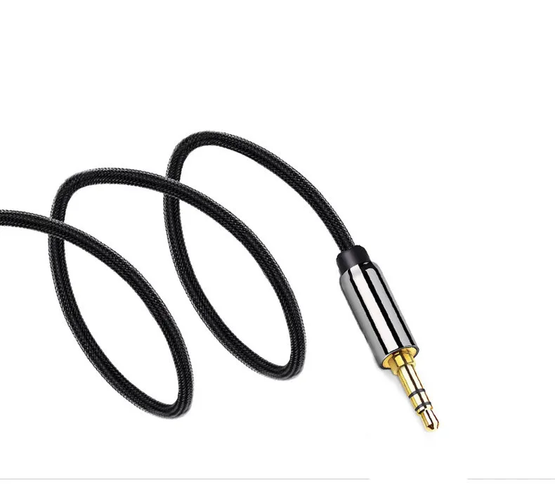 0.5m/1m/1.5m/2m Nylon Woven Braid PVC AUX Audio Line Car Line 3.5mm Metal Head Line Cable
