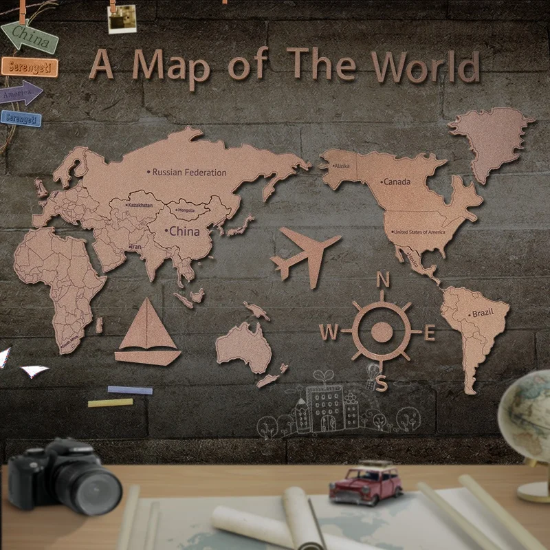 
engrave or print cork map with cheap price for home decoration painting background wall travel business tracking notes 