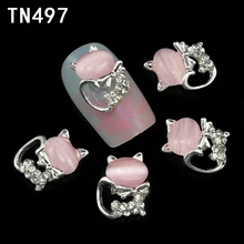 10pcs Glitter Kitty cat Rhinestones 3d Nail Art Decorations Alloy Nail Sticker Charms Jewelry for Nail