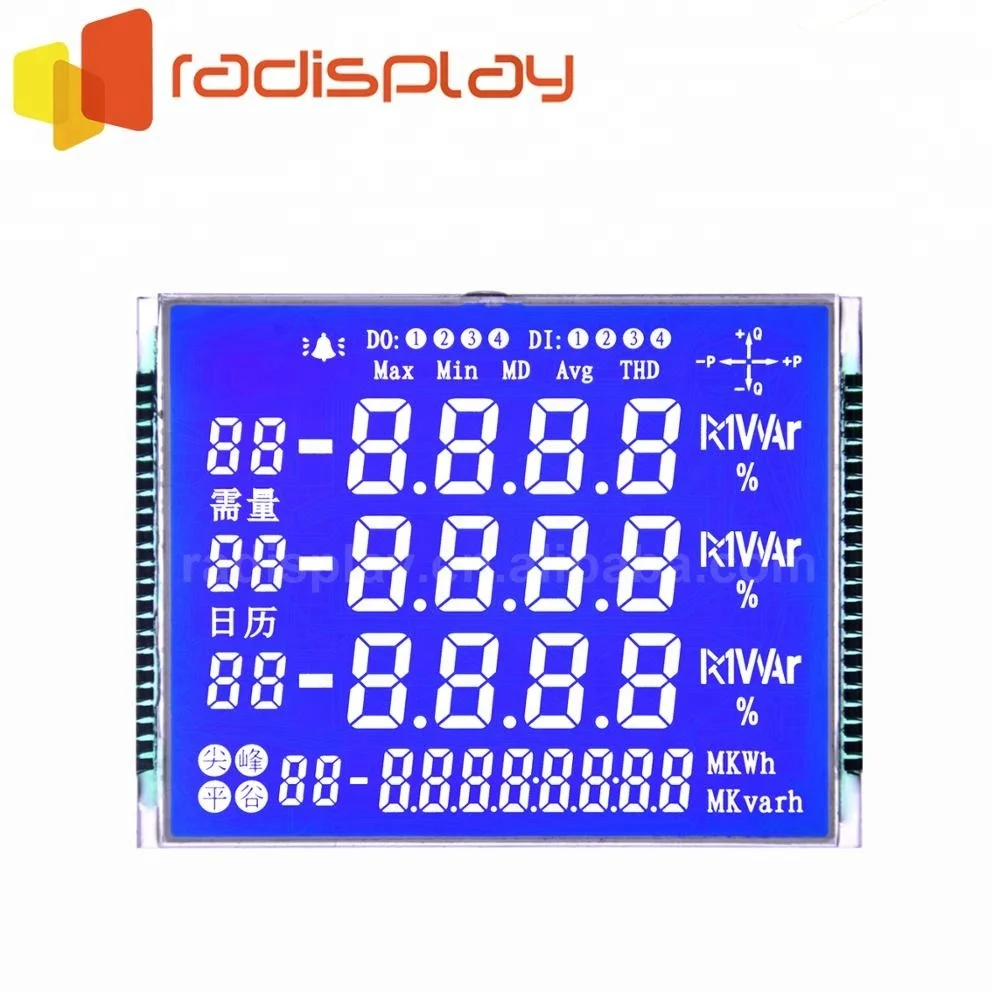 
Monochrome Custom Segment Lcd Display For Energy Meter 