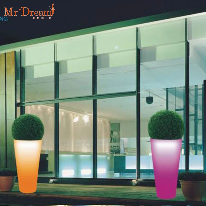 Square large size light up led lighting decorative Garden Plant Flower Decorative planter flower pot