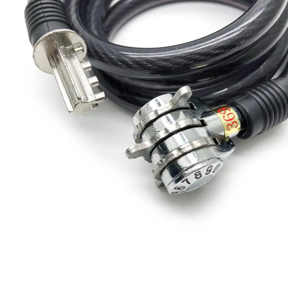 8301-Q 3 Digital Combination Bike Lock PVC spiral Lock With Password