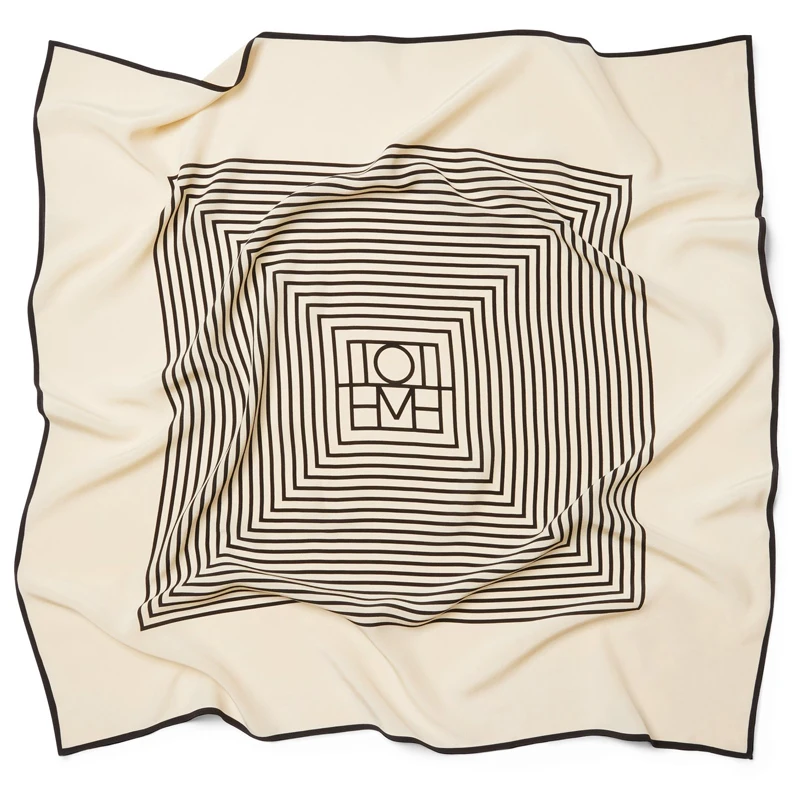 New style 90*90 square stripe printed luxury 100% silk scarf