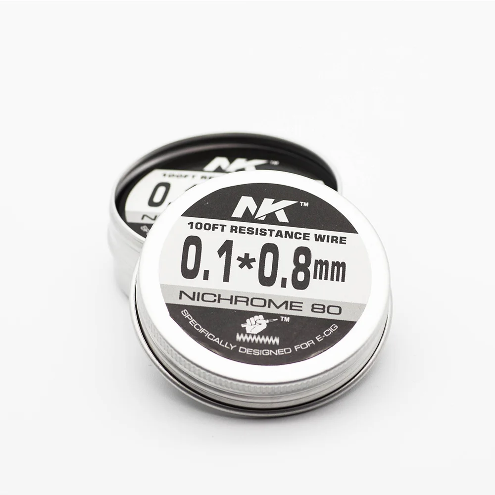 
 Блеском NK 100ft Ni80 vape катушки ленточный провод 0,1 мм 0,8 мм никель хром с электрическим подогревом из алюминиевого сплава  