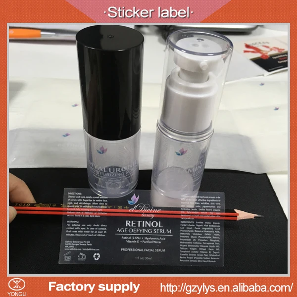 Новый дизайн прозрачная пластиковая бутылка водонепроницаемый клей pe печати этикеток