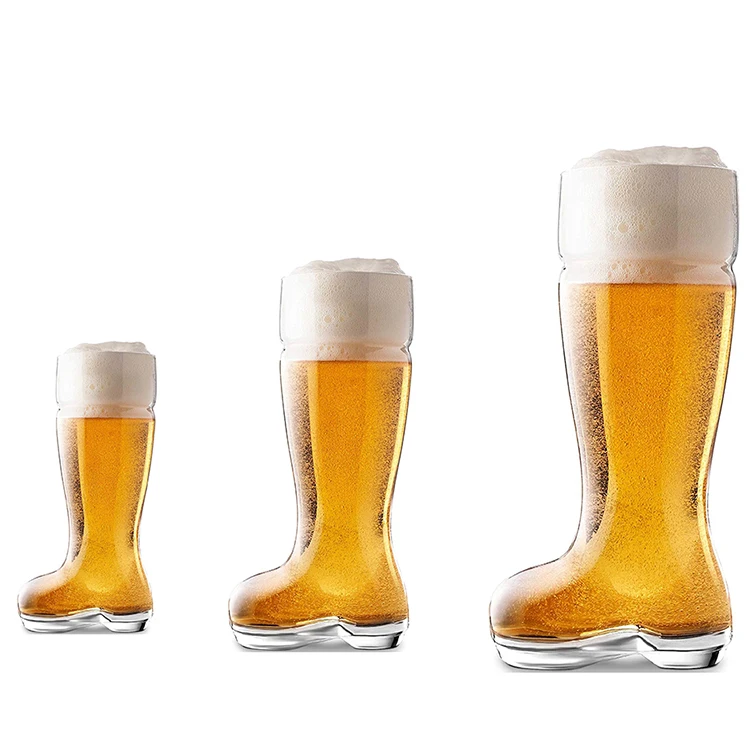 Hot Selling Different Size Custom Glass Beer Das Boot Shaped Glass Beer Boots