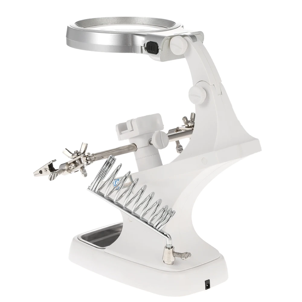 Multi-functional Welding LED Magnifier 3X/4.5X magnifying glass Alligator Clip Holder Clamp Helping Hand Soldering Repair Tool