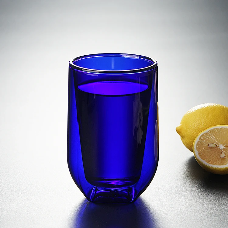 heat resistant glassware blue glass tumblers wholesale