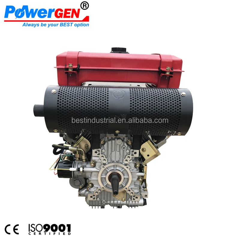 Top Seller!!! POWERGEN Electric Start Keyway Shaft Air-cooled V2 Diesel Engine 22HP