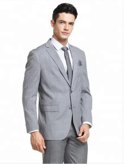Hot selling new design coat pant men suit grey colour plain 100% wool wedding suit for men