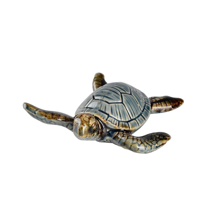 Small cute coastal statue ceramic turtle ornament for decoration