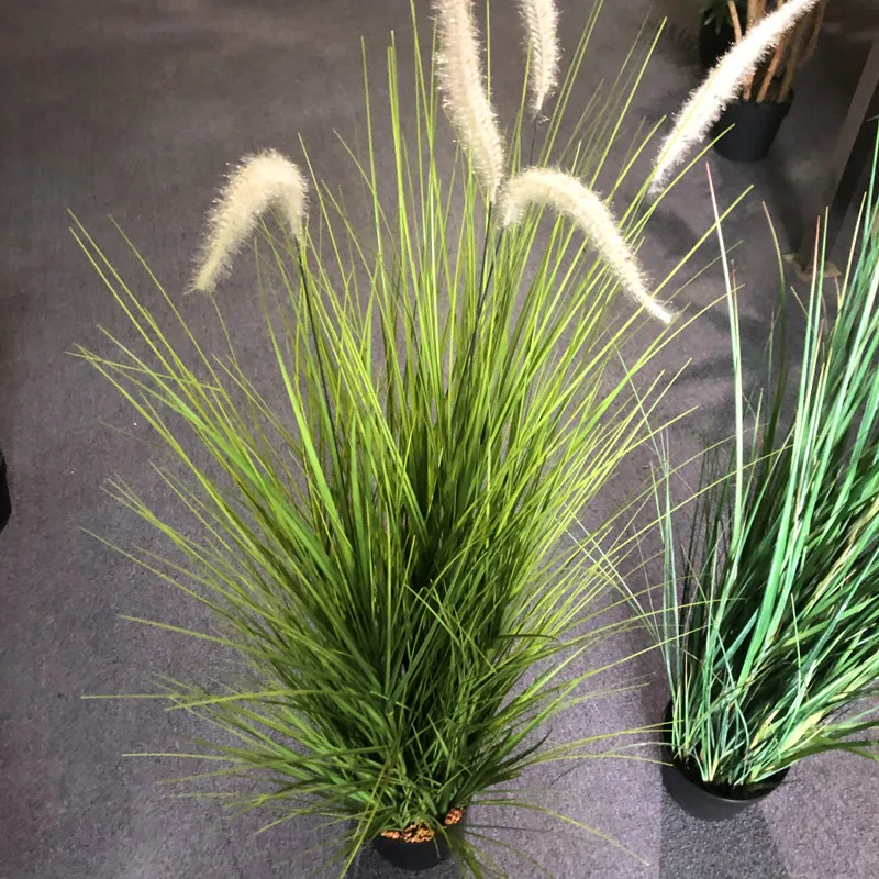 High quality home garden hotel decoration plastic tall dog tail desert plants artificial onion grass potting