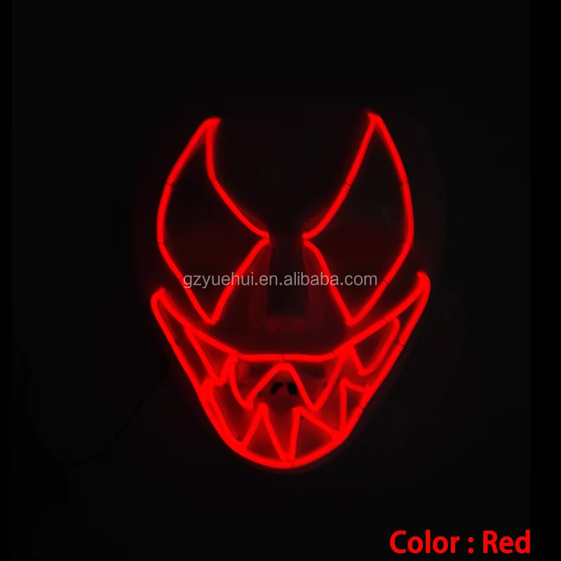 NEW Design DC-3V EL wire Jagged smile Mask Carnival terror Mask glowing Festival LED Glowing Party Halloween Flash Mask Supplies