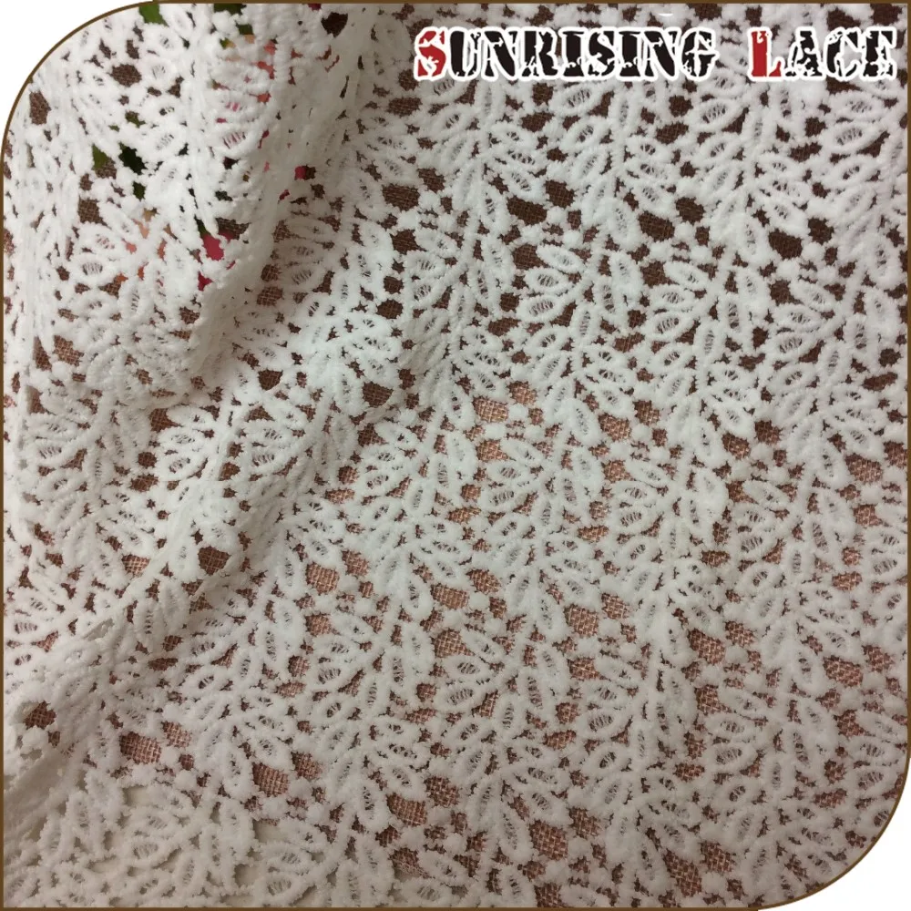 German Embroidered Wedding White Cord Irish Lace Fabric