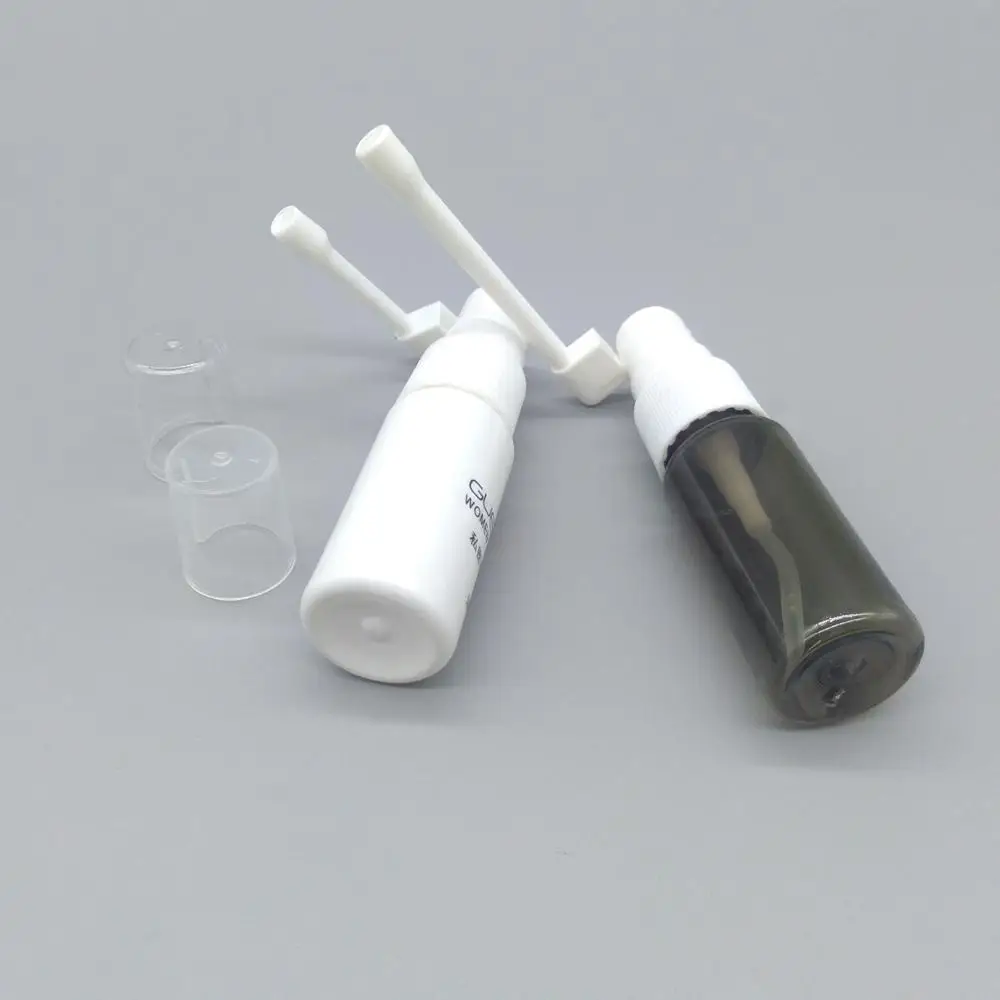 
15ml Medicinal Sterilized Plastic Nasal Spray Bottles With Long Nozzle And Rocker Pump 