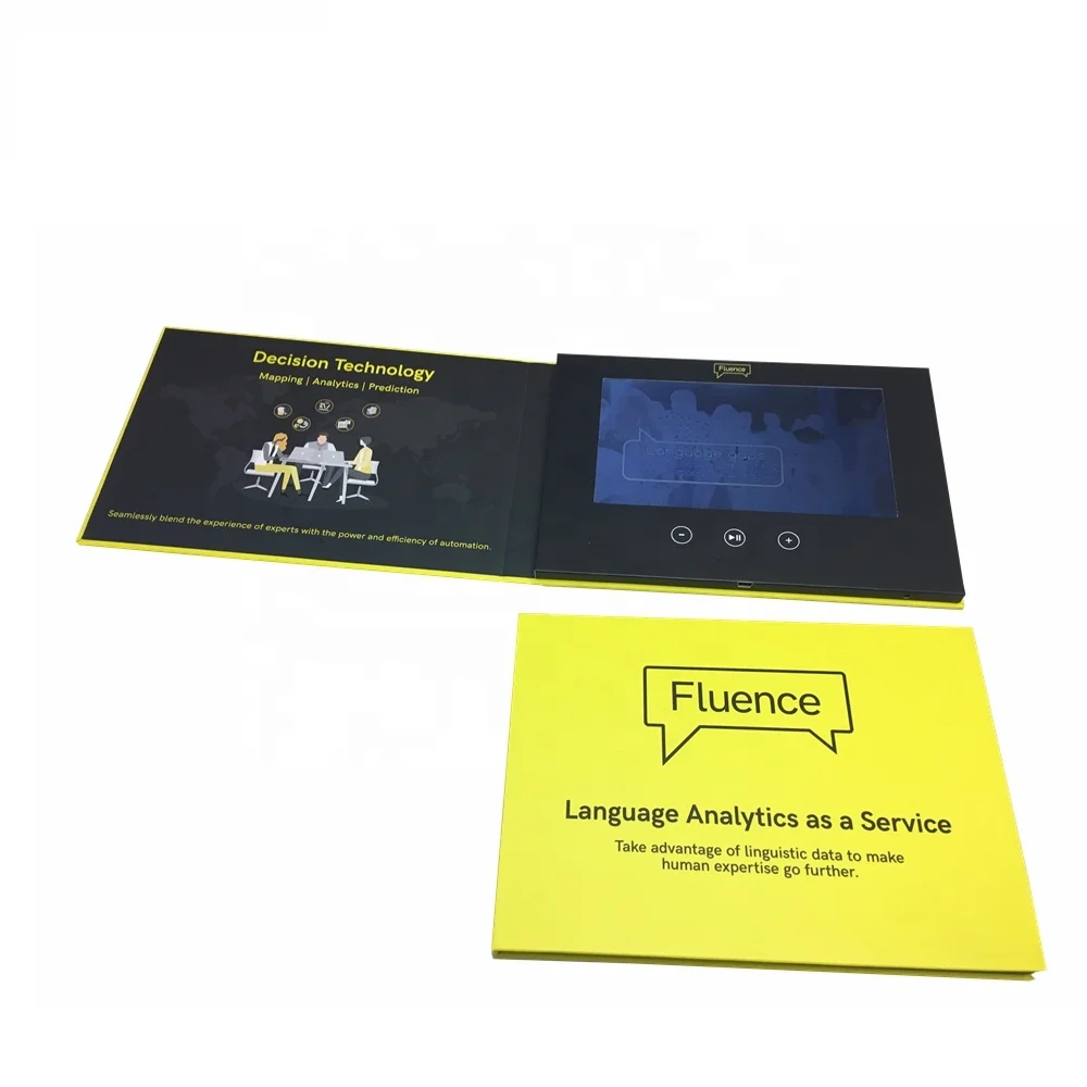 7,0 дюймовая видеоброшюра на заказ/поздравительные открытки с жк-дисплеем с белой пустой печатью