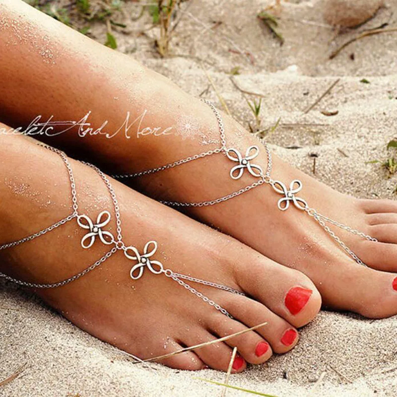 
2017 Fashion Shell Silver Chains Body Jewelry Anklet With Toe Ring 