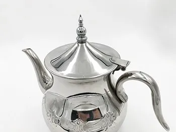 Hot Sale Arabic Moroccan Decorative 1L Coffee Tea Set High Quality Stainless Steel Tea Pot with Turkish Design for Restaurants
