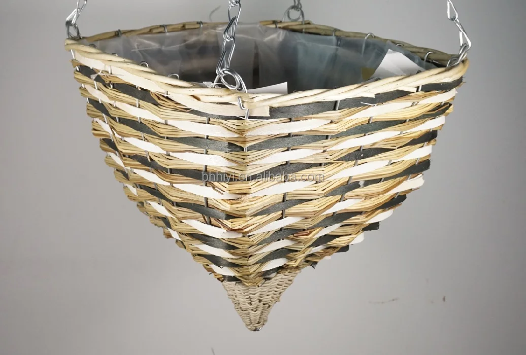 Плетеные конусные подвесные кастрюли ручной работы, натуральные плетеные корзины для хранения из ротанга для дома, сада, свадебные декоративные кастрюли