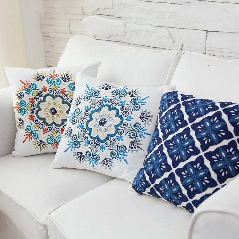 Korean soft embroidery sofa cushion cover for home decoration