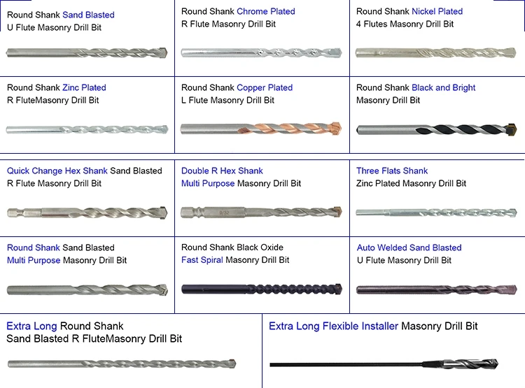 Flexible Shank Installer Masonry Drill Bits for Concrete Masonry Drilling
