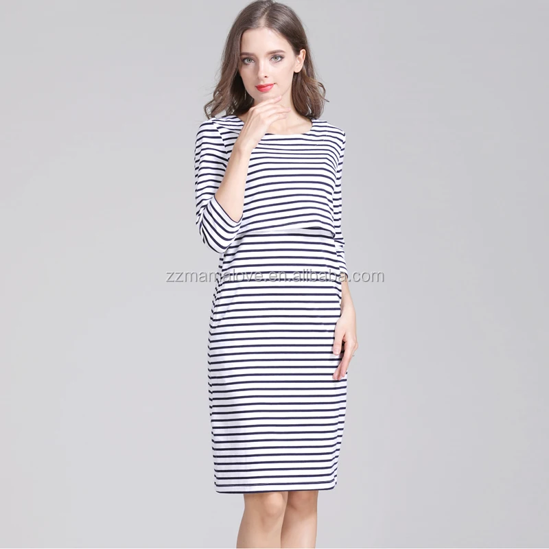 New Arrival Mamalove Autumn 3/4 Sleeve Maternity Clothes Breastfeeding Dress