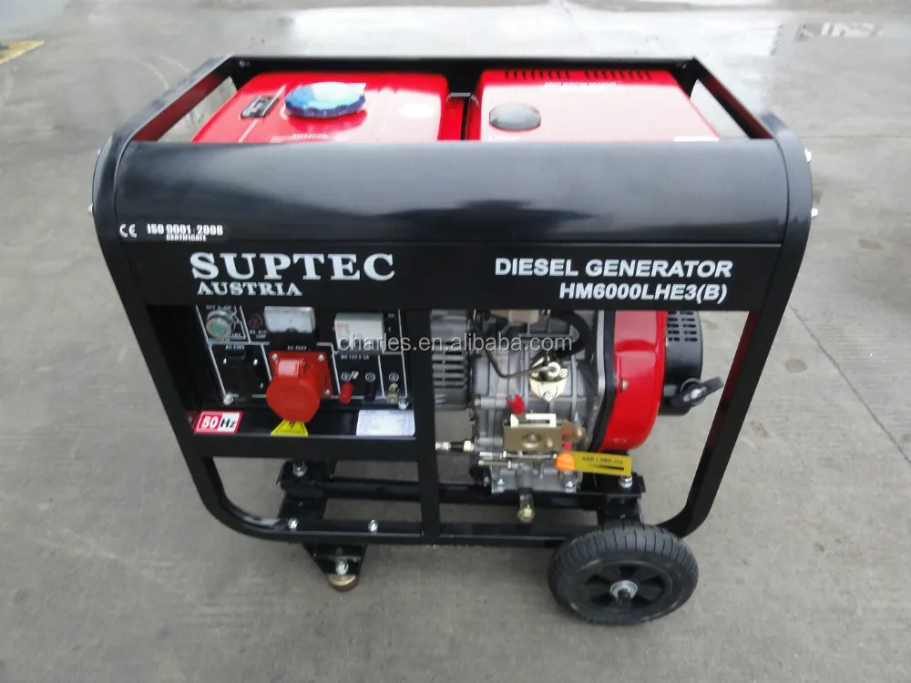 5KW OPEN TYPE AIR COOLED DIESEL GENERATOR RED COLOR FUEL TANK