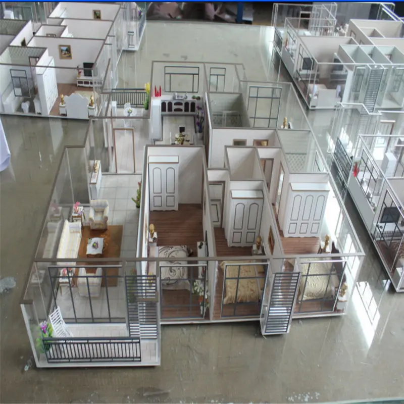 Architecture house model with miniature furniture , 3d model interior