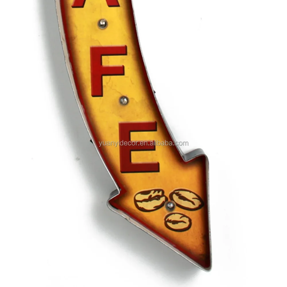 
Competitive Price Arrow CAFE Metal Led Sign Coffee 
