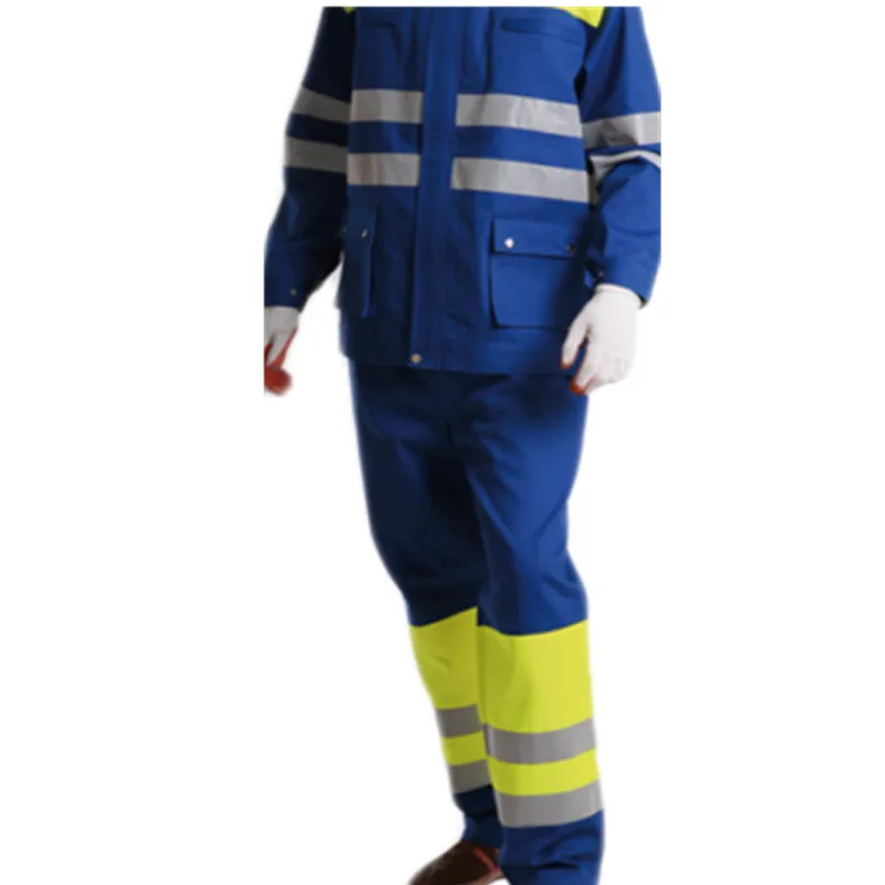 Flame Retardant Suits 5 CM reflective strip reflective safety workwear uniforms Split Working Overalls for Men