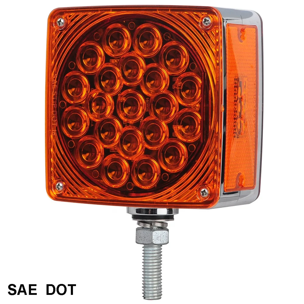 
LED Square Dual Face Park & Turn Light W/ Side Marker, Pedestal Mount 12v led light 