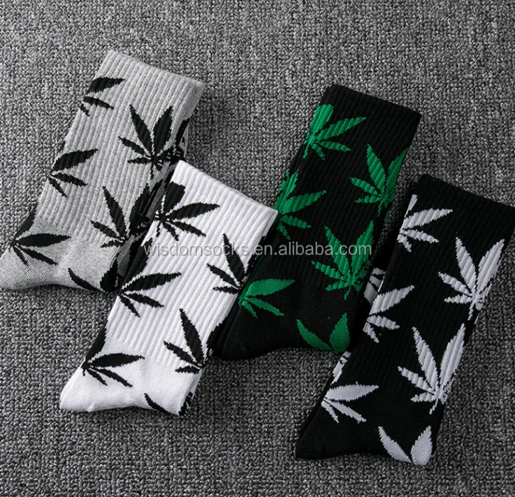 wholesale street men skateboard colorful sport bulk crew canada leaf weed socks