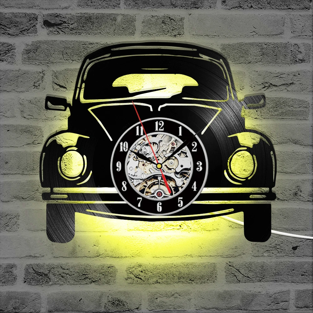 Preciser Hollow 3D Car Vinyl Record Clock Creative Antique Style Hanging Clock Classic Home Decoration Wall Clock