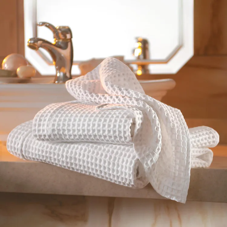High absorb cotton waffle weave bath towel quick dry waffle linen bath towel