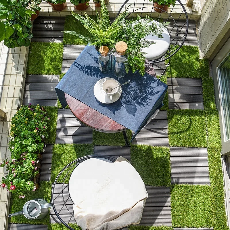 Hot sale in Philippines 60X60CM interlocking cheap artificial grass carpet for garden floor