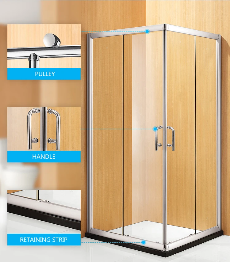 Factory new design brushed aluminum frame waterproof tempered glass bathroom shower room