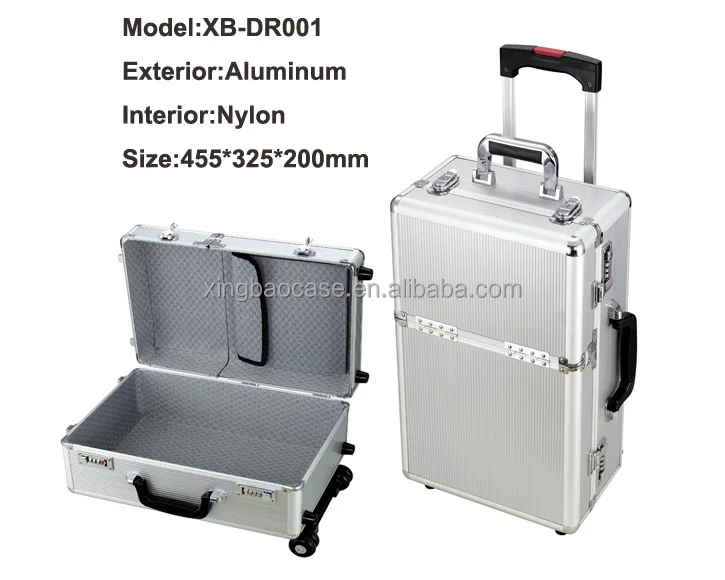 OEM/ODM Factory Price Plain Silver Two Way Open Codelock Aluminum Trolley Hard Case Luggage Weight