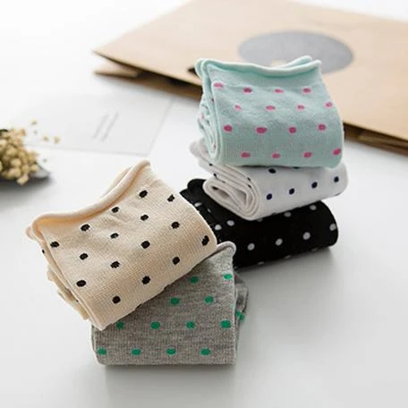 Summer Japanese Cute Dots Cotton Girls Socks Teen Tube Socks