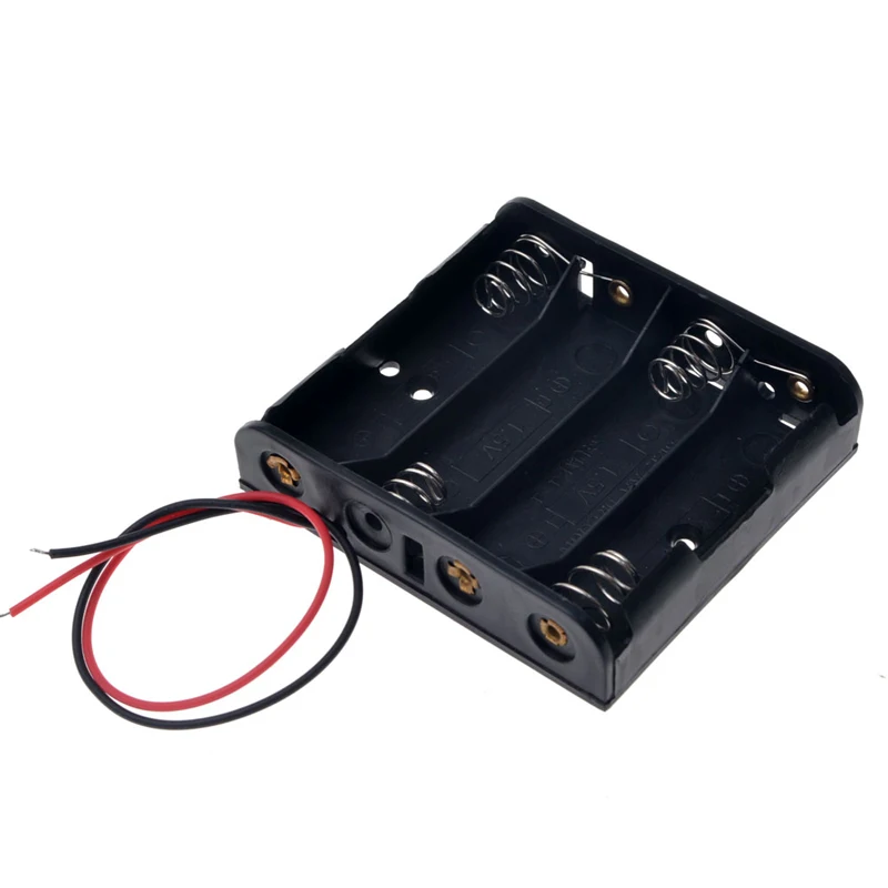 4 Slot AA Battery Storage Case Holder Storage Box Multi Purposes DIY 4*AA 6V Battery Holder With Lead Cables