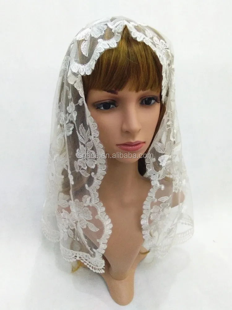
White Embroidery Lace Mantilla Spanish Lace Veil Mantilla 