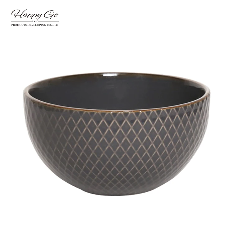 Geometry collection stoneware tabletop set with metallic rim glaze Nordic style modern embossed ceramic dinnerware