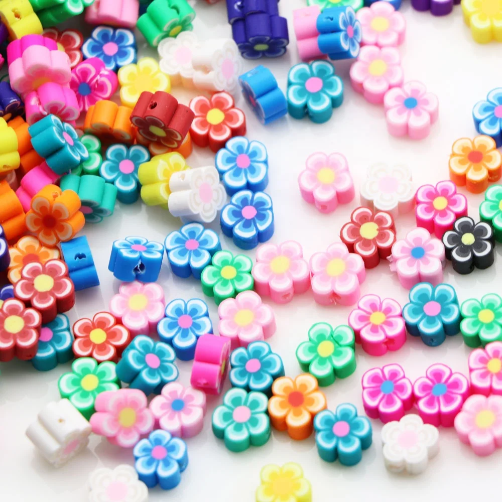 10mm Rose flower Beads Polymer Clay Beads Polymer Clay Spacer Beads Mixed Color DIY child Jewelry Making