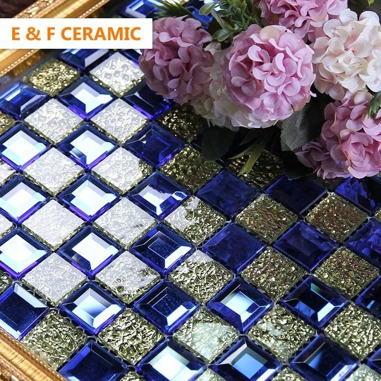 
hot selling bar square glitter gold color crackle glass mosaic tile square metal mix glass mosaic tiles 