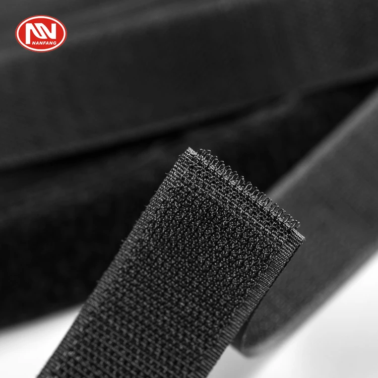 100% Polyester Nylon 12.5mm~160mm Shoes Bags Use Black Hook & Loop Fastener Tape