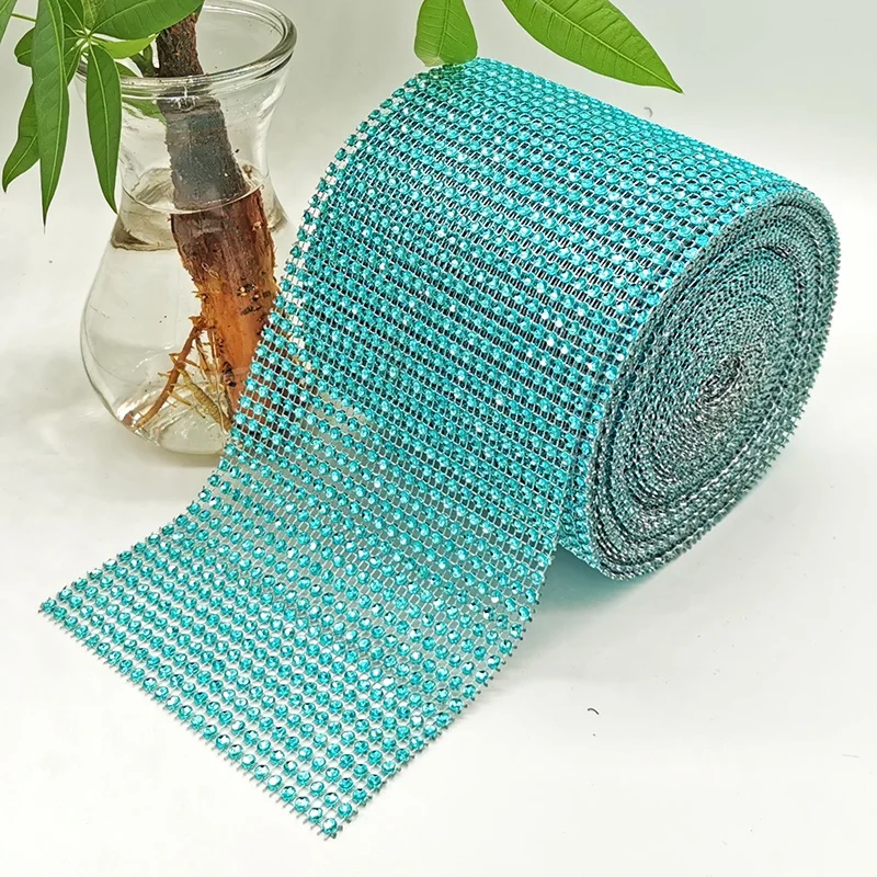 24 rows 4 mm factory direct sales gold plastic rhinestone mesh trimming cup chain diamond net roll decorative accessories