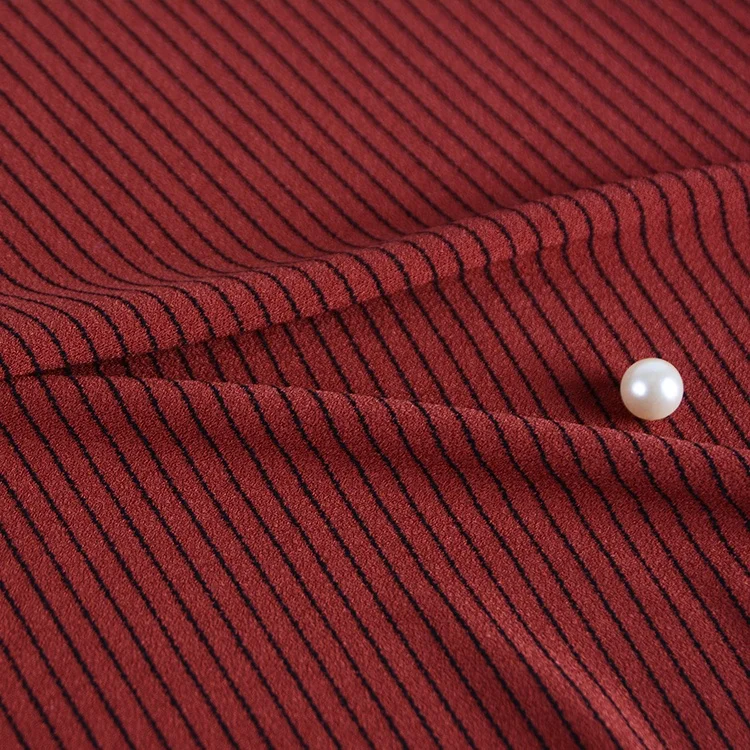 Полиэфирная вискозная ткань из спандекса, твист, креп-ткань с окрашенной нитью полоской для женской моды