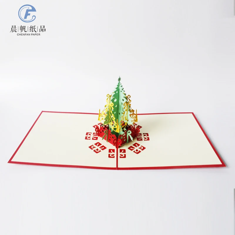 Handmade customized 3D Pop up Merry Christmas Tree Gift Card Greeting Cards